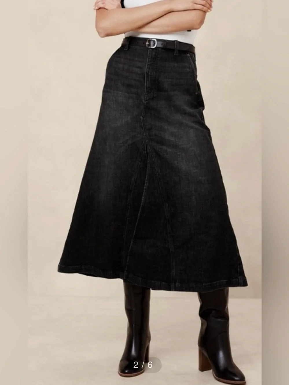 Banana Republic Skirt Midi Maxi NWT 6 Black Denim Japan - Picture 1 of 16